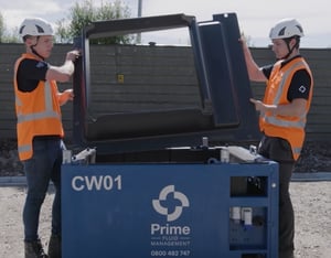 Prime team setting up an EnviroHub CW-01 Concrete Washdown Unit