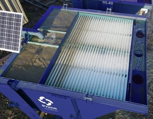 Bird’s-eye view of the incline plates inside an EnviroHub lamella clarifier