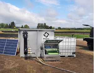 Water quality monitoring unit connected to a temporary treatment setup with solar power