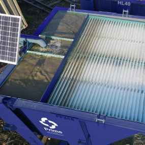 EnviroHub lamella clarifier showing incline plates and solar panel