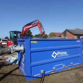 Prime settling tank set up for sediment removal on a construction site